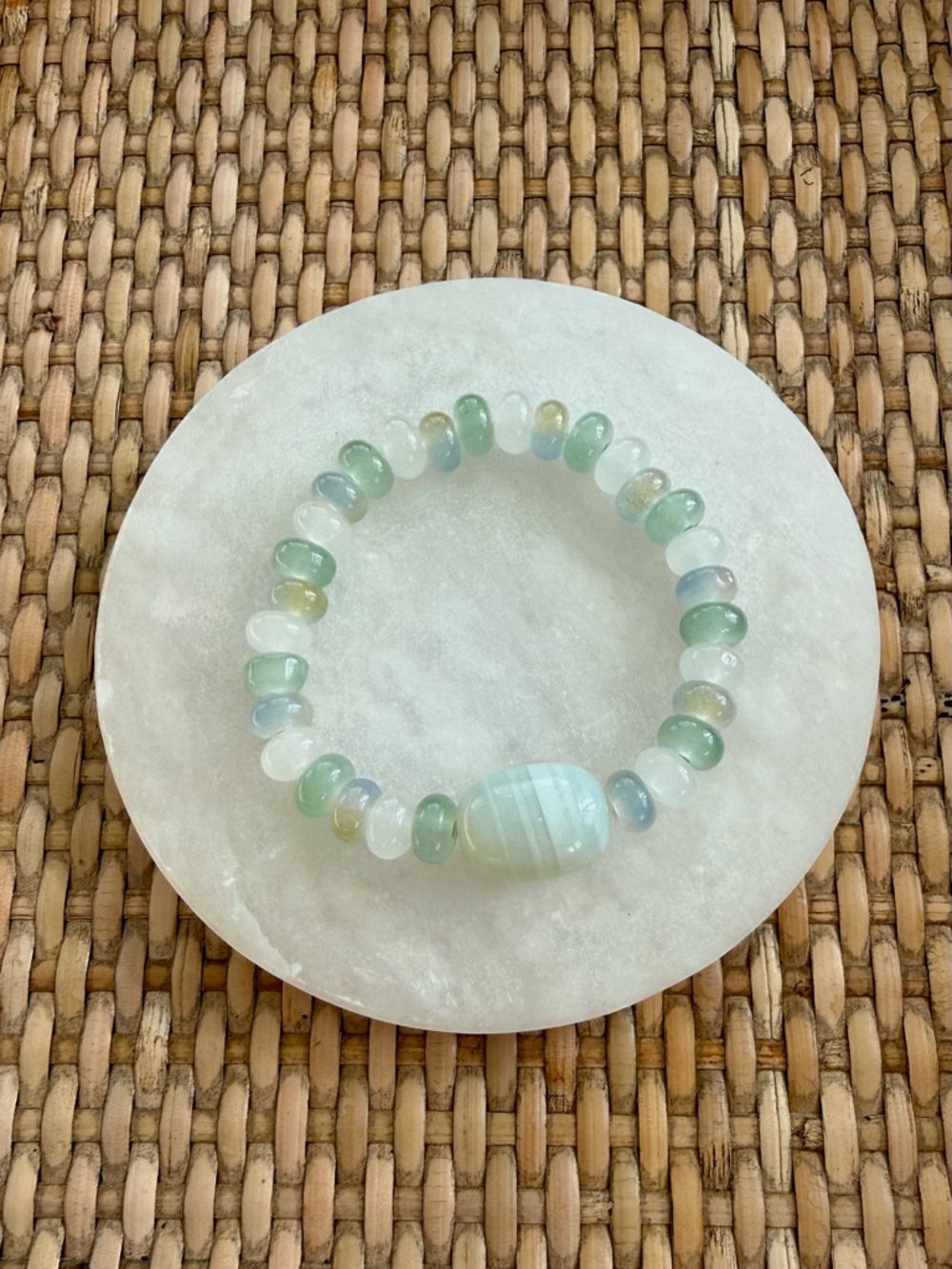 Blue Agate Beaded Stretch Bracelet